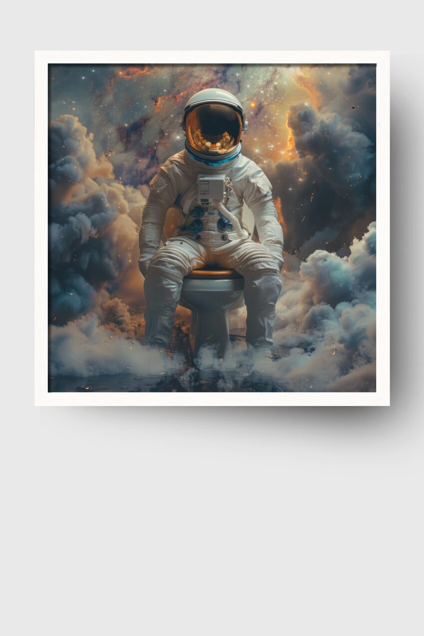 Digitale Kunst Poster Astronaut Toilette Weltraum surreale Szene