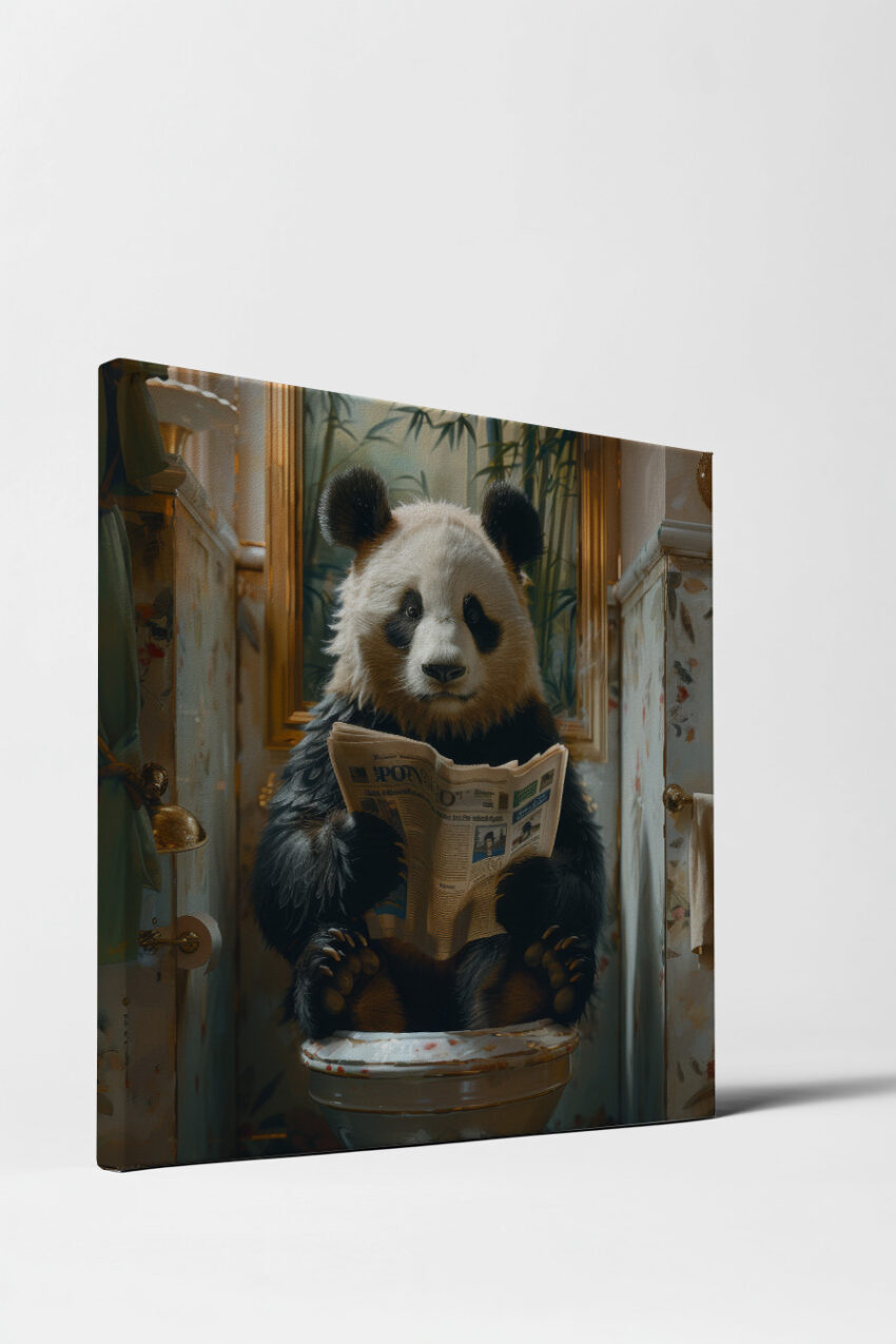 Fotografie Poster Panda Zeitung Badezimmer humorvoll