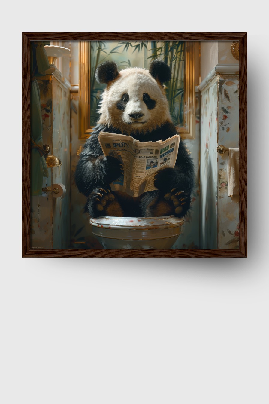 Fotografie Poster Panda Zeitung Badezimmer humorvoll