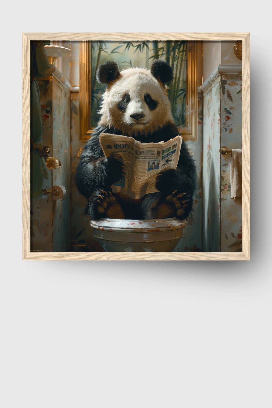 Fotografie Poster Panda Zeitung Badezimmer humorvoll