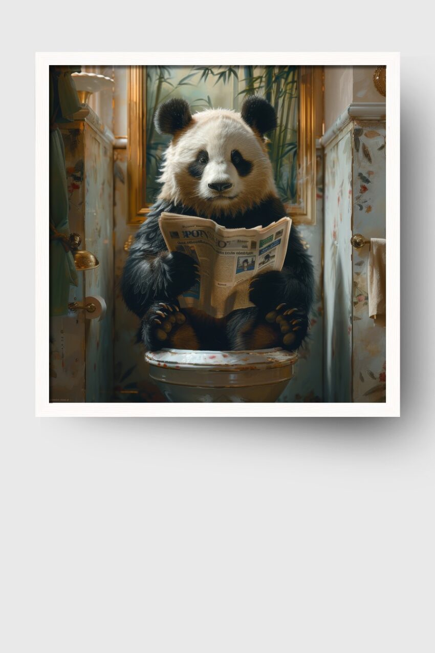 Fotografie Poster Panda Zeitung Badezimmer humorvoll
