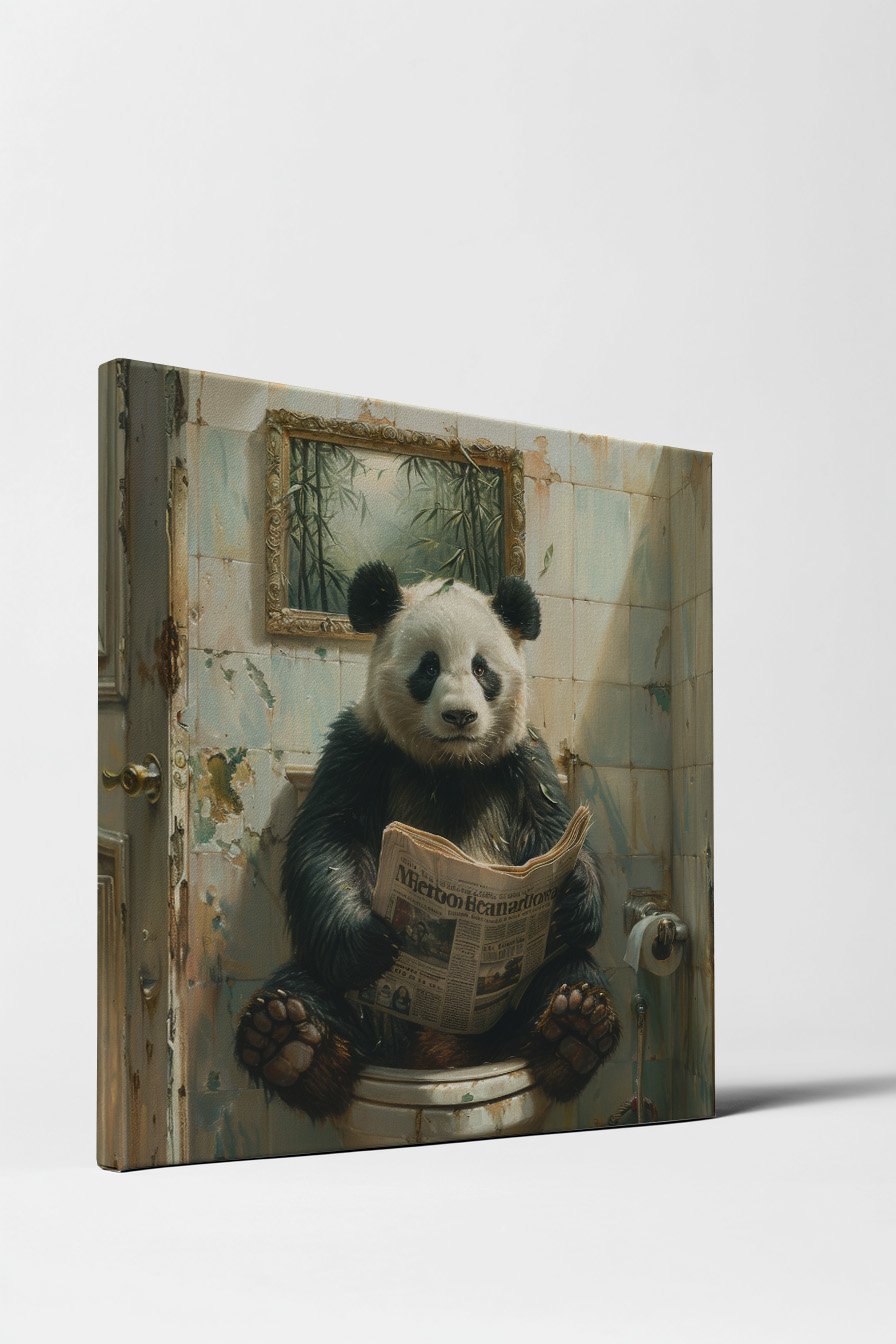Fotografie Poster Panda Zeitung schwarz-weiß