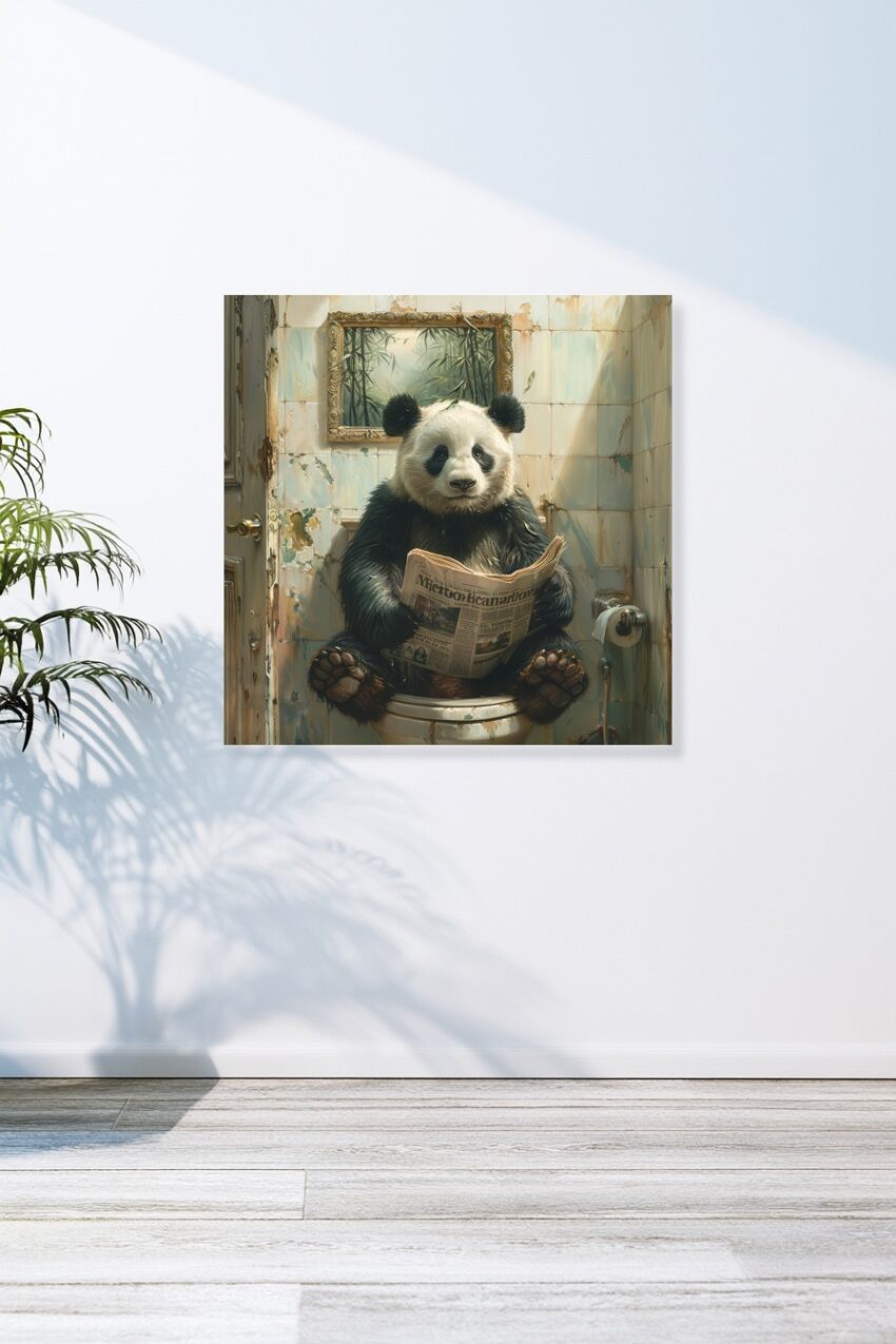 Fotografie Poster Panda Zeitung schwarz-weiß