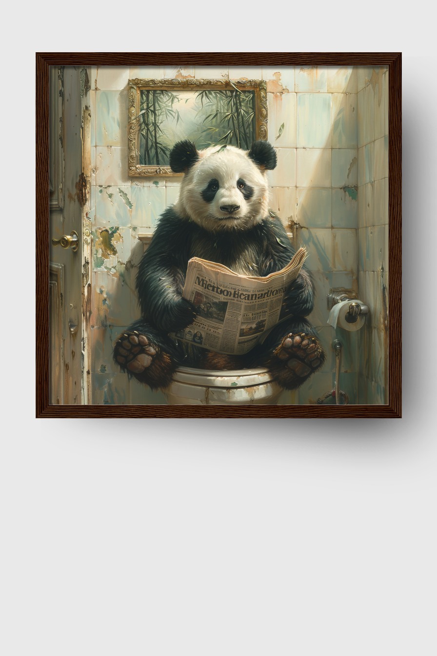 Fotografie Poster Panda Zeitung schwarz-weiß