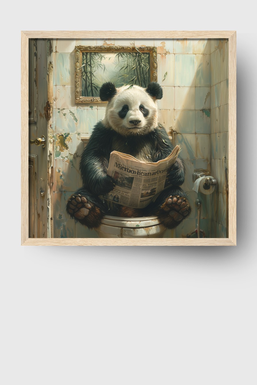 Fotografie Poster Panda Zeitung schwarz-weiß