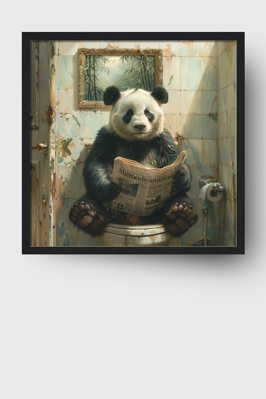 Fotografie Poster Panda Zeitung schwarz-weiß