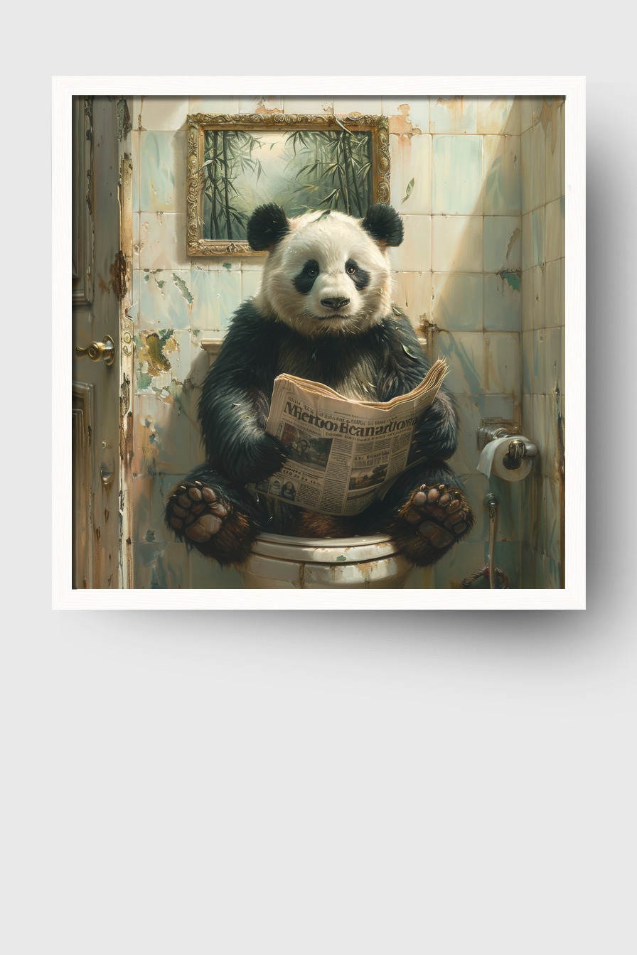 Fotografie Poster Panda Zeitung schwarz-weiß