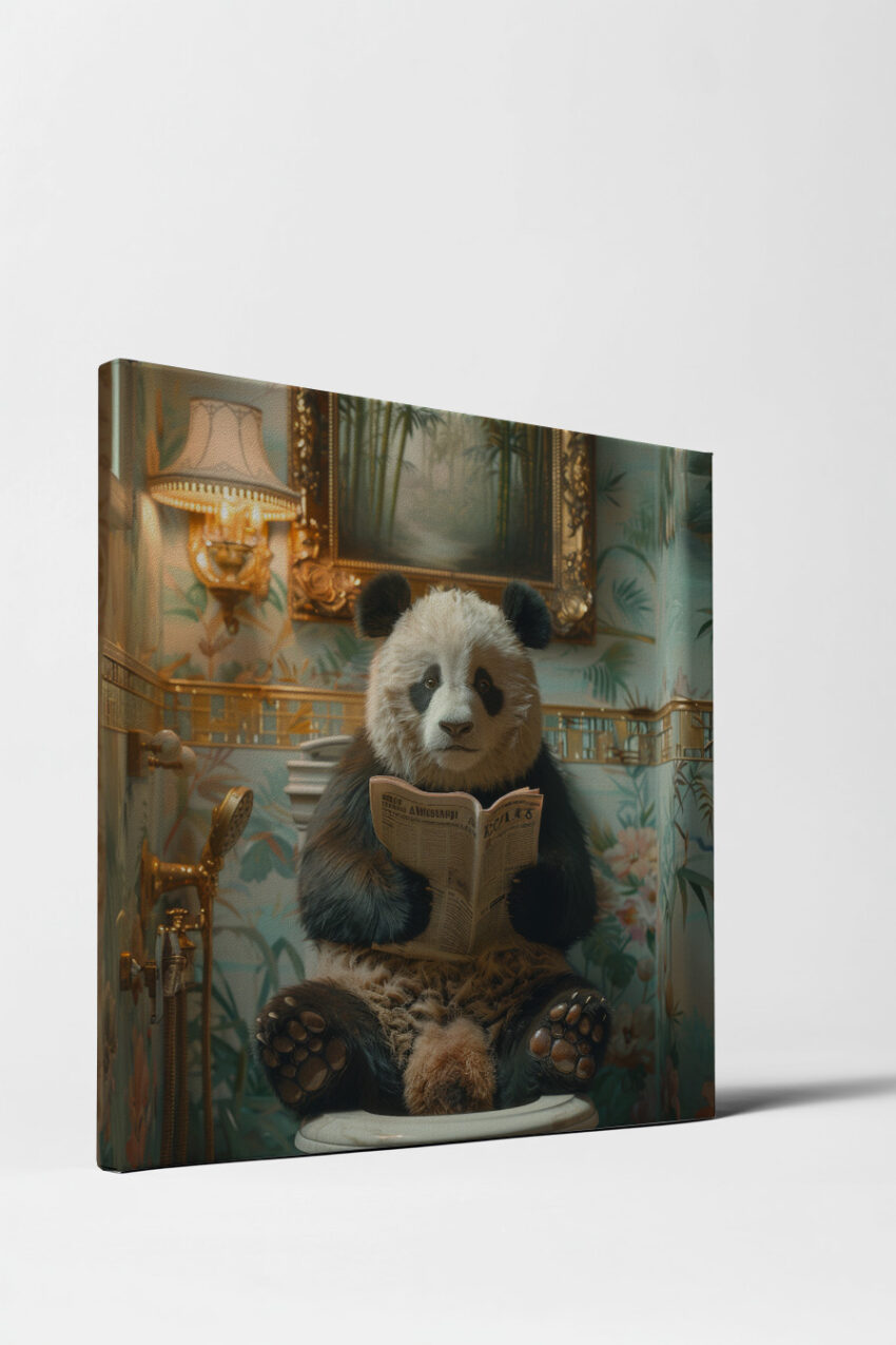 Fotografie Poster Panda Toilette Zeitung