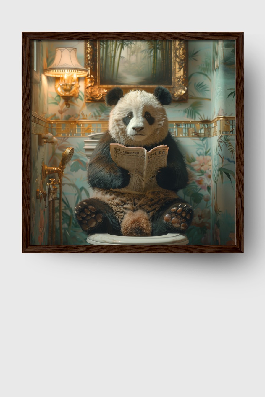 Fotografie Poster Panda Toilette Zeitung