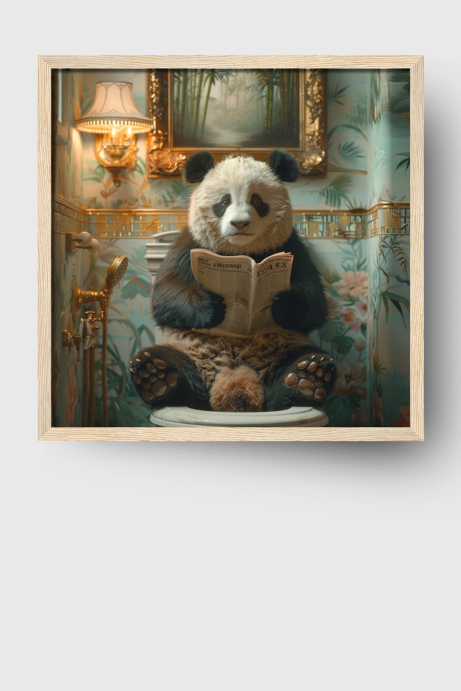 Fotografie Poster Panda Toilette Zeitung