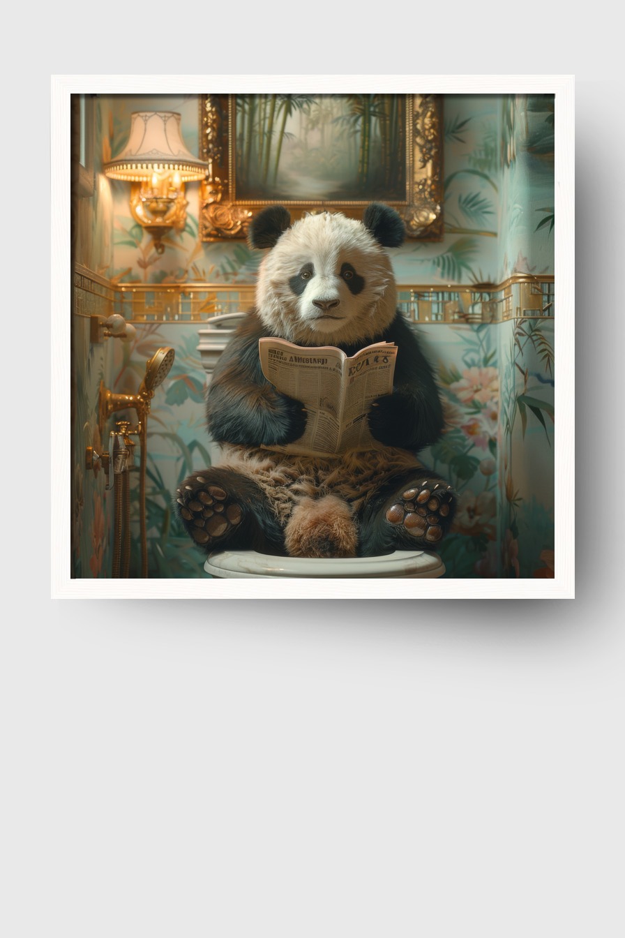 Fotografie Poster Panda Toilette Zeitung