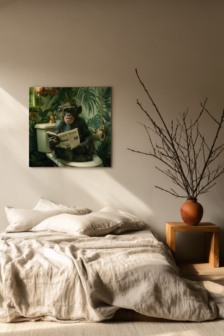 Fotografie Poster Schimpanse Toilette grüne Brille