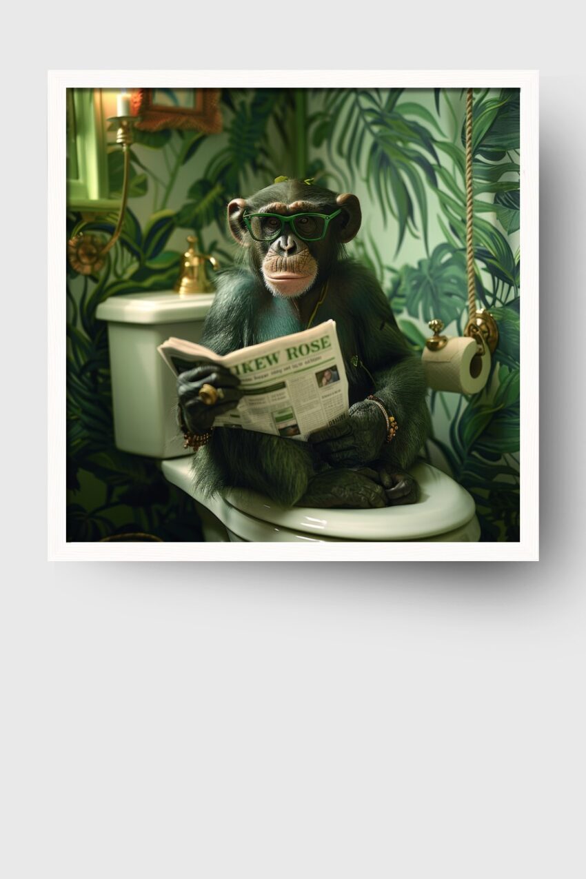 Fotografie Poster Schimpanse Toilette grüne Brille