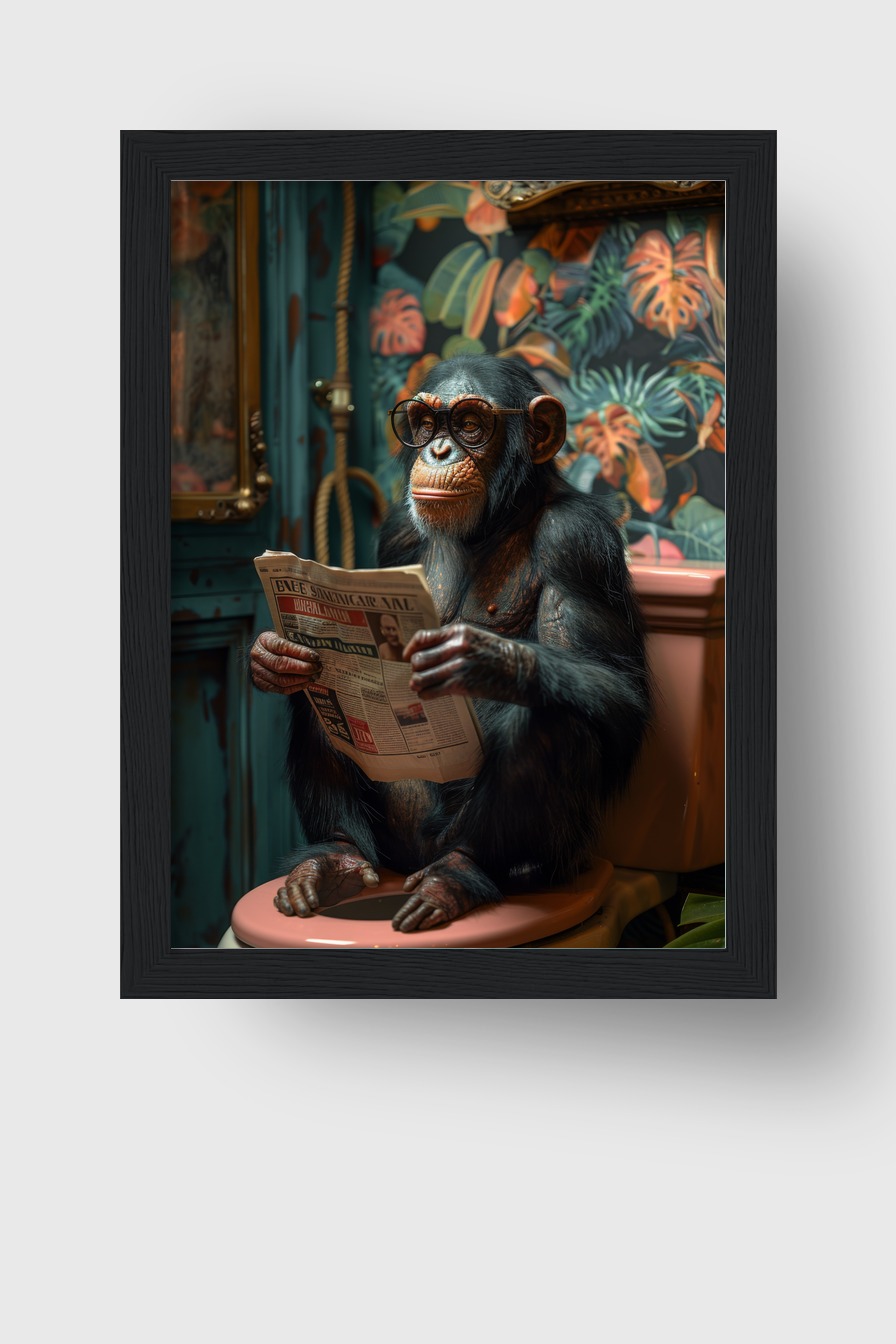 Fotografie Poster Schimpanse Zeitung Brille