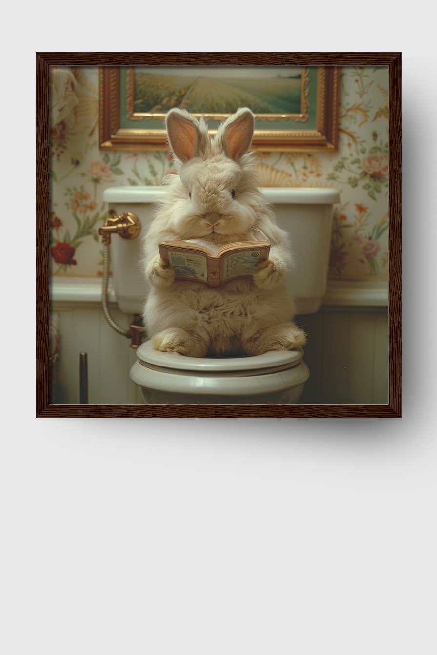 Fotografie Poster Kaninchen lesen flauschig Badezimmer