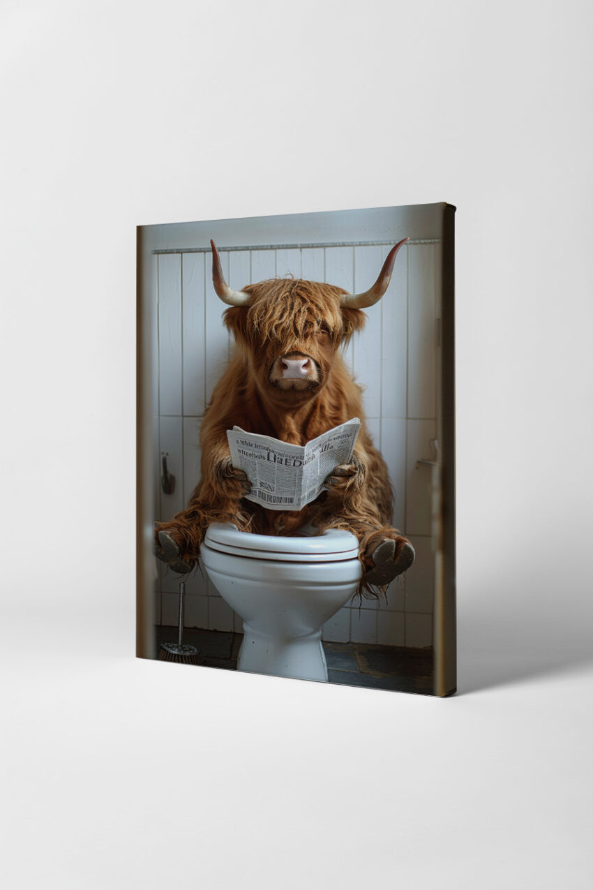 Fotografie Poster Hochlandrind Toilette lesend braun