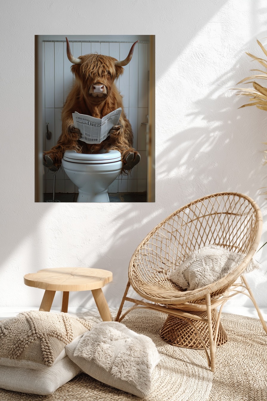 Fotografie Poster Hochlandrind Toilette lesend braun