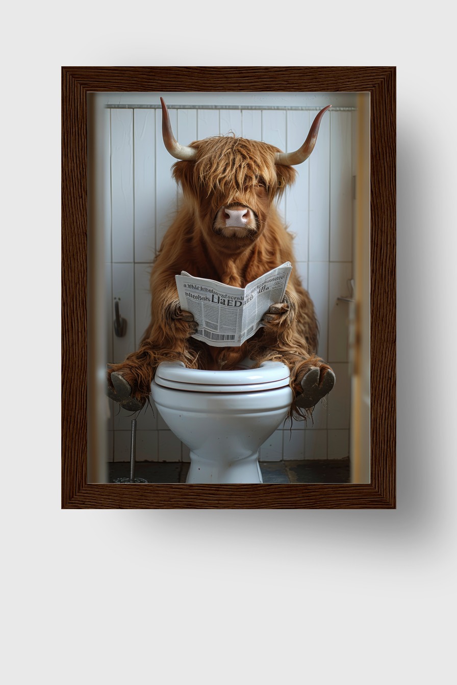 Fotografie Poster Hochlandrind Toilette lesend braun