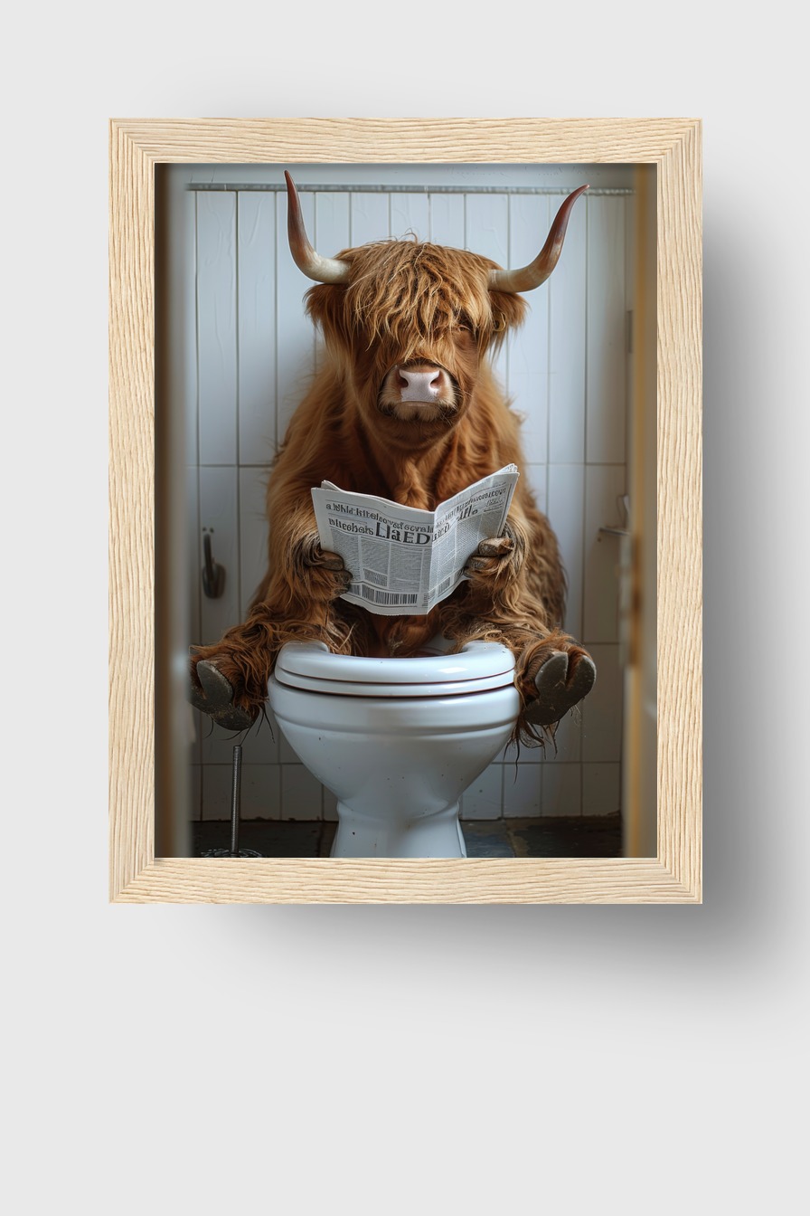 Fotografie Poster Hochlandrind Toilette lesend braun