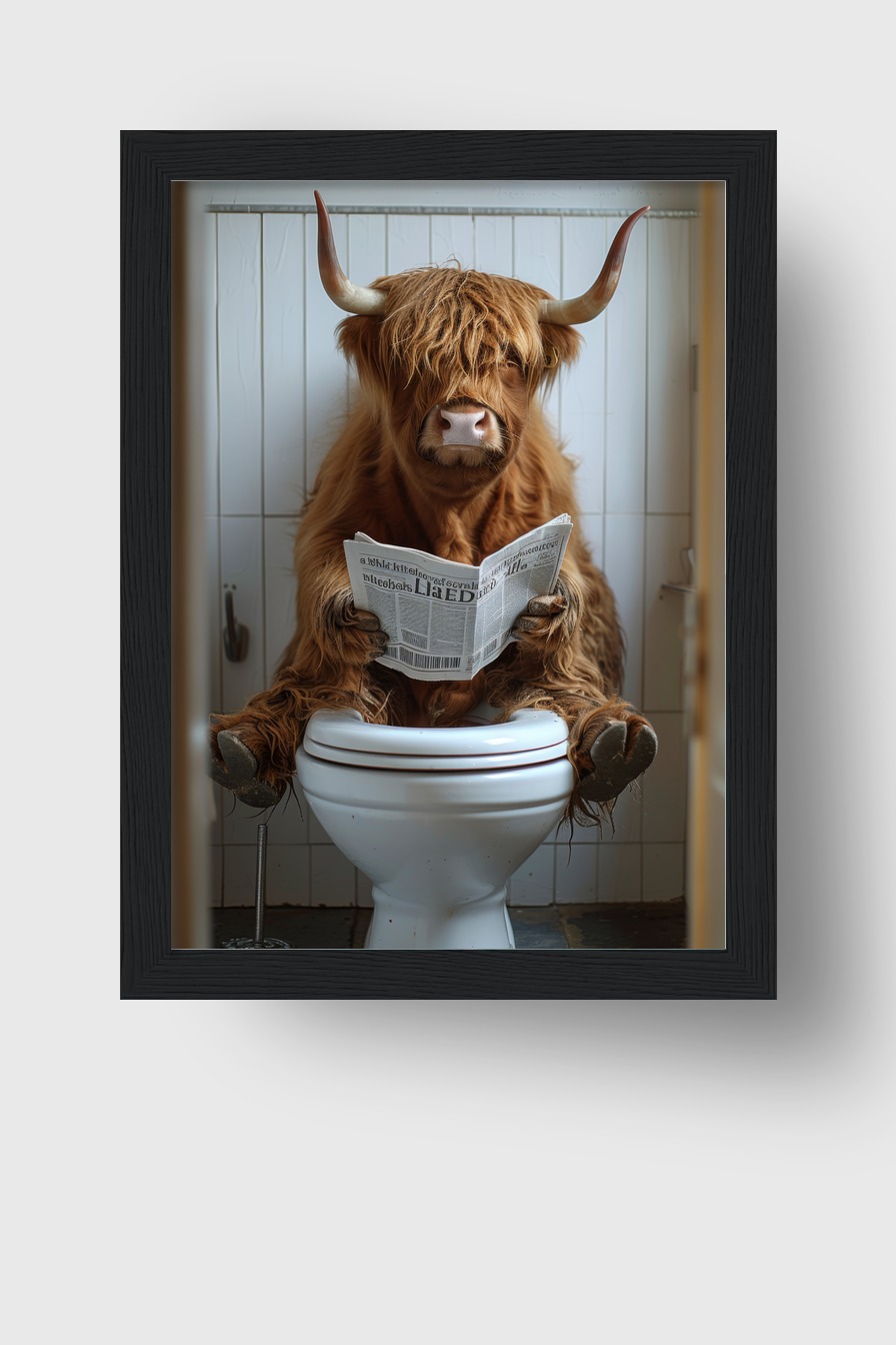 Fotografie Poster Hochlandrind Toilette lesend braun