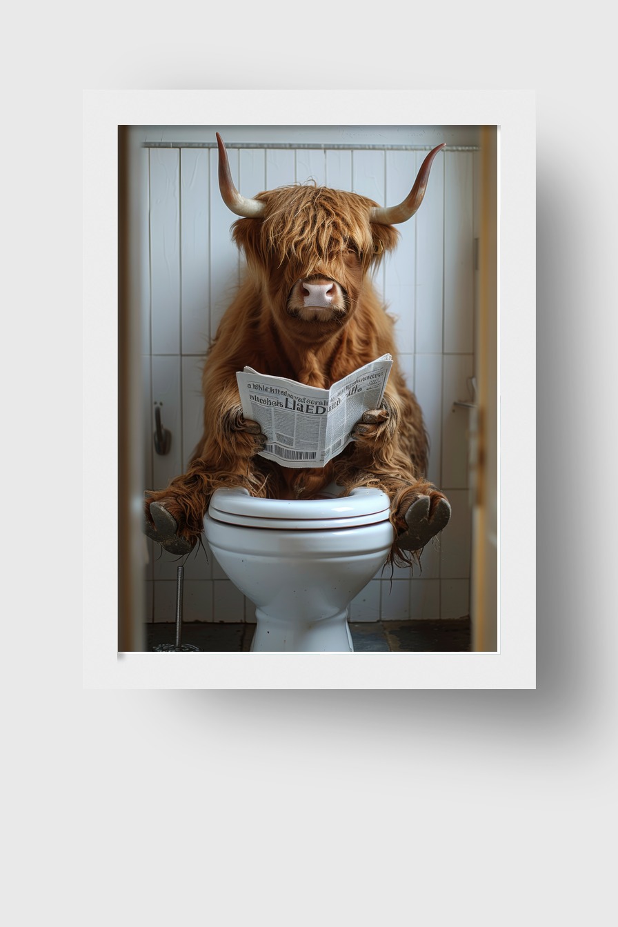 Fotografie Poster Hochlandrind Toilette lesend braun