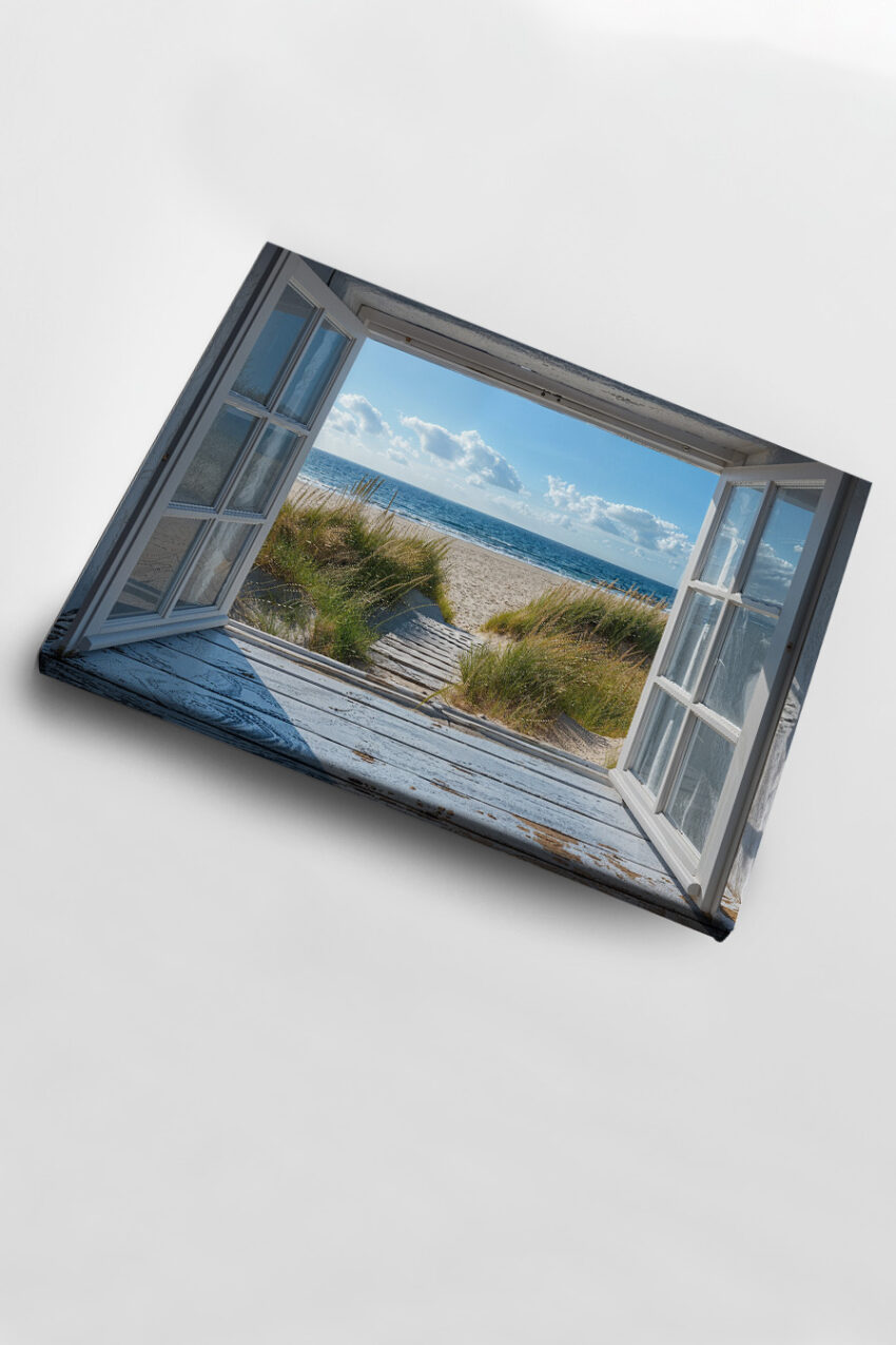 Fotografie Poster Strandblick Dünen blau sand