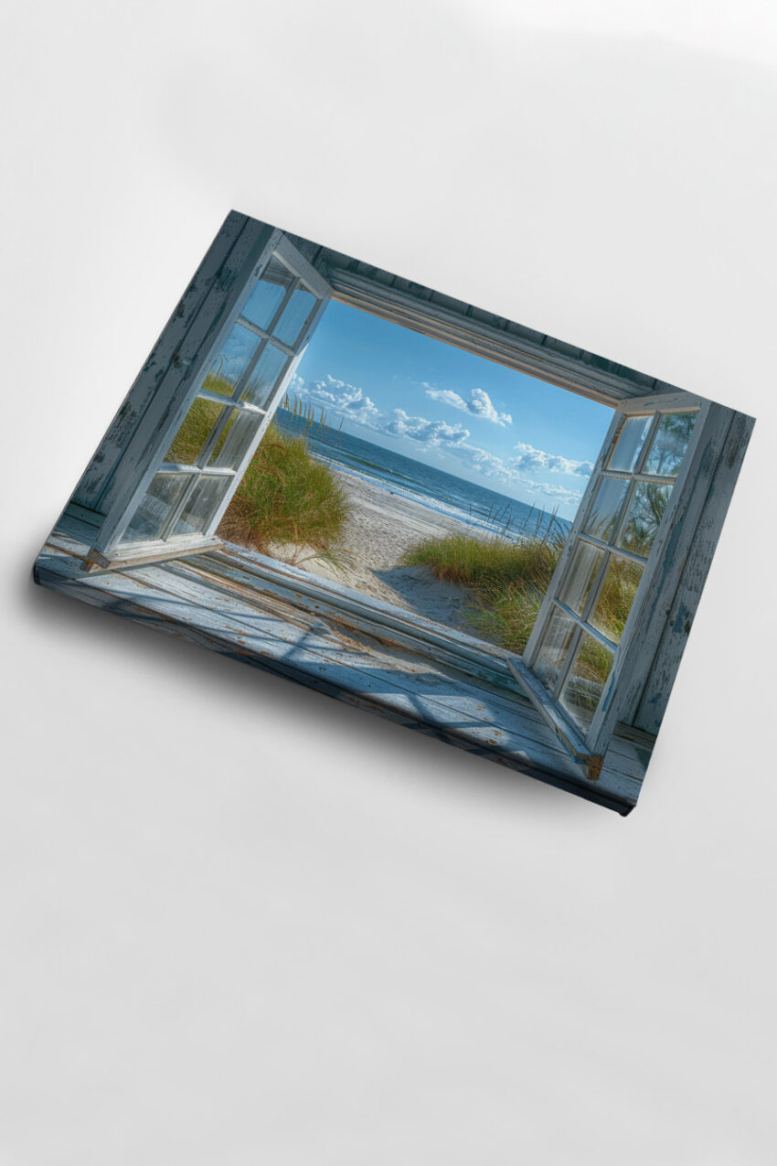 Fotografie Poster Strandblick Dünen blau sand