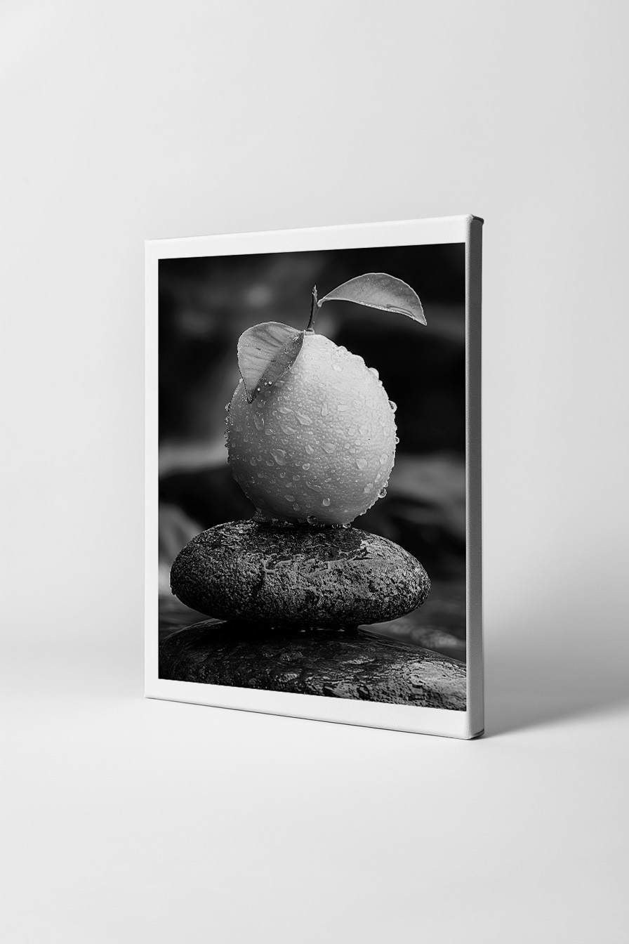 Fotografie Poster Zitrone schwarz-weiß tropfen