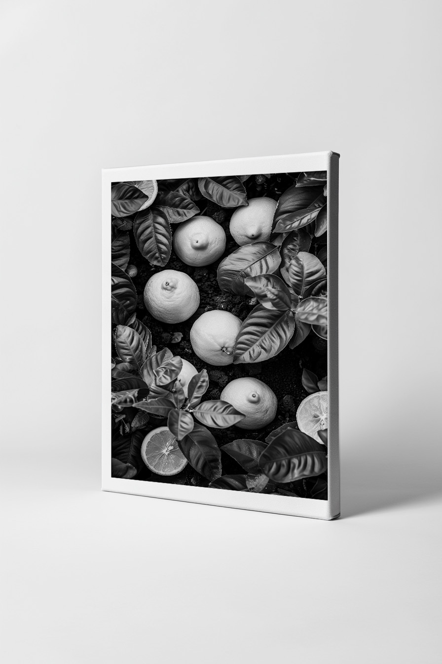 Fotografie Poster Zitrone schwarz-weiß Botanik minimalistisch