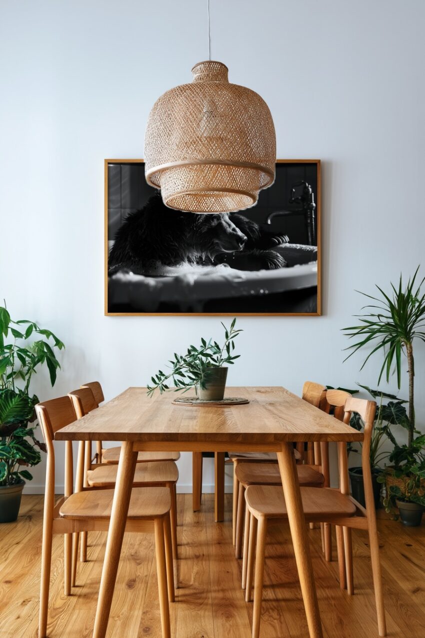 Fotografie Poster Bär Badewanne schwarz-weiß