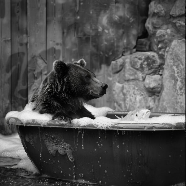 Bär in Badewanne Gerahmt