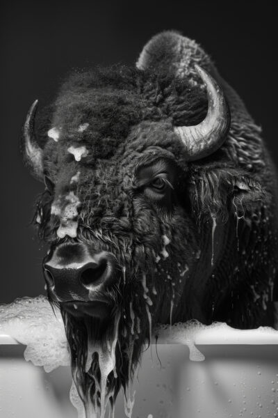 Bison schwarz-weiß Leinwandbild