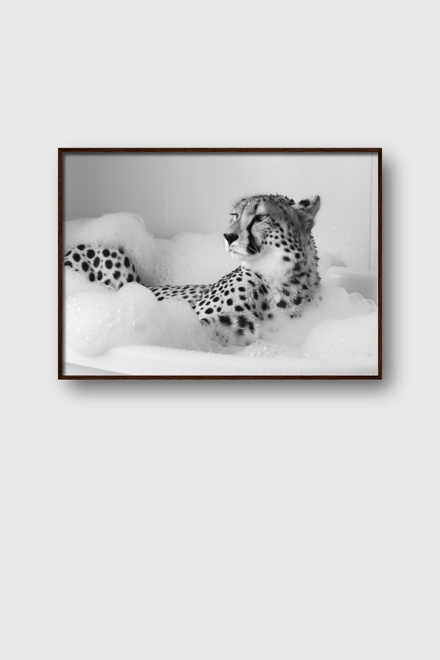 Fotografie Poster Gepard Badewanne schwarz-weiß