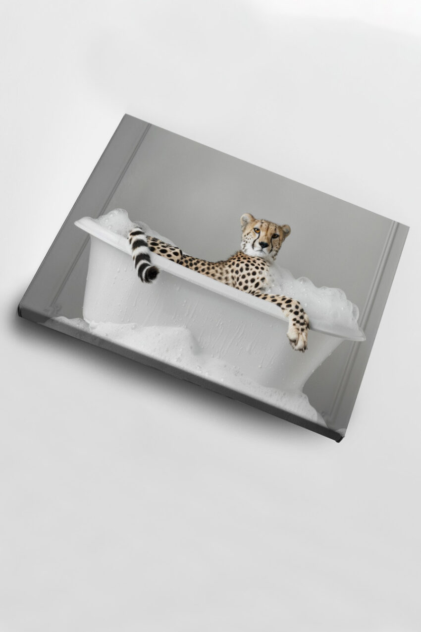 Fotografie Poster Gepard Badewanne sauber weiß