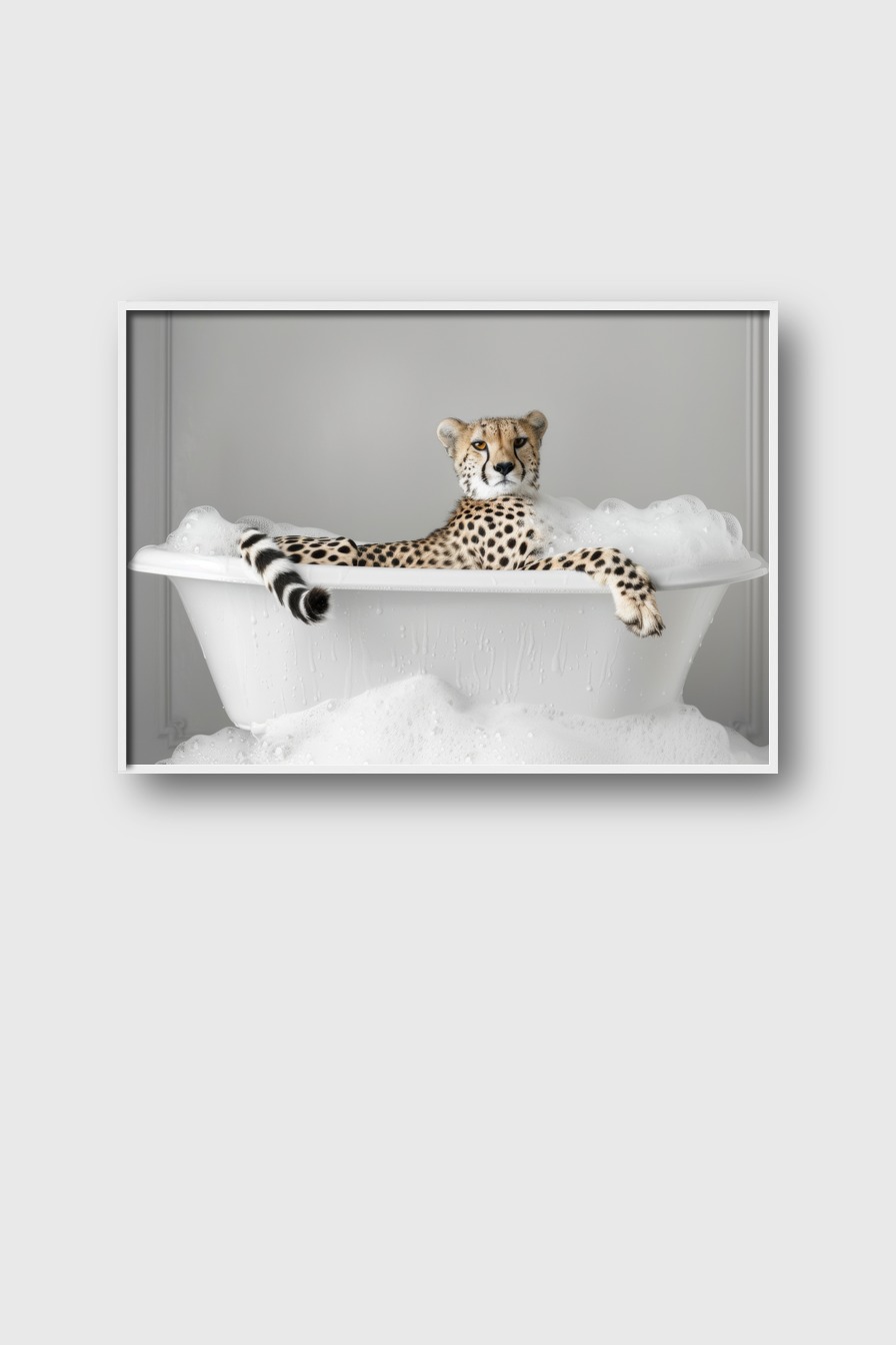Fotografie Poster Gepard Badewanne sauber weiß