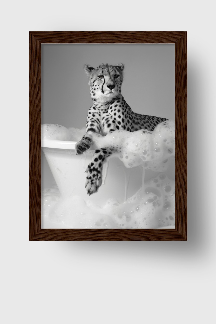Fotografie Poster Gepard Badewanne schwarz-weiß Tierportrait