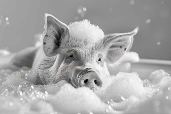 Schwein im Schaum Leinwandbild