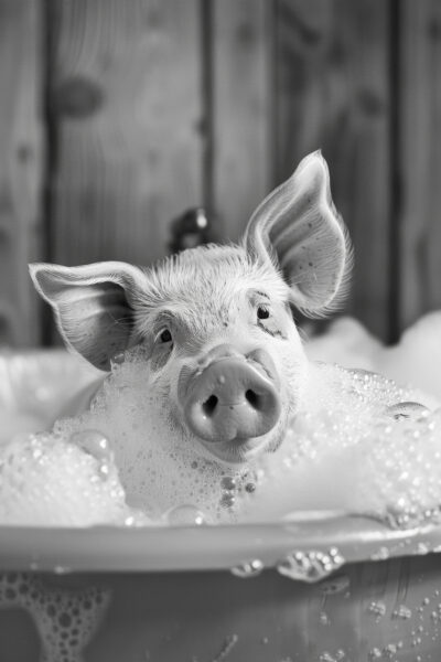 Schwein Badewanne Leinwandbild
