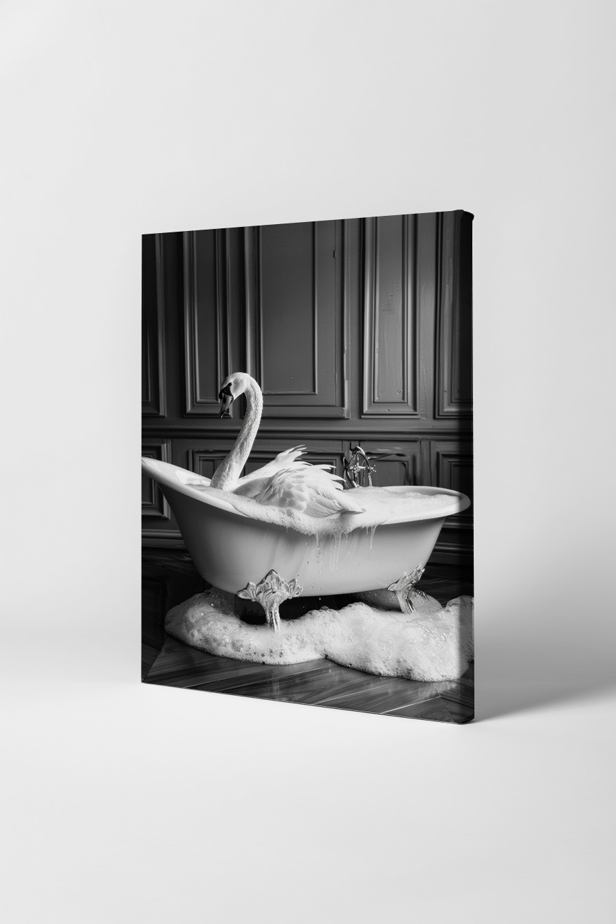 Fotografie Poster Schwan Badewanne schwarz-weiß elegant