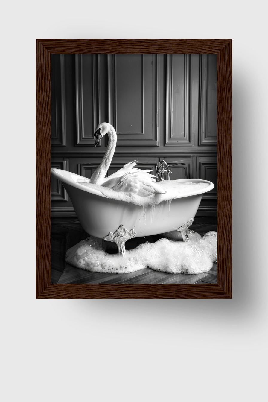Fotografie Poster Schwan Badewanne schwarz-weiß elegant