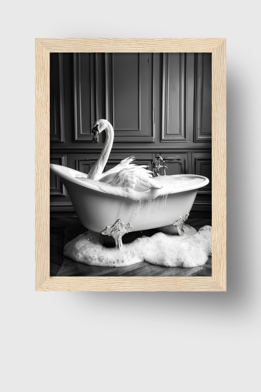 Fotografie Poster Schwan Badewanne schwarz-weiß elegant