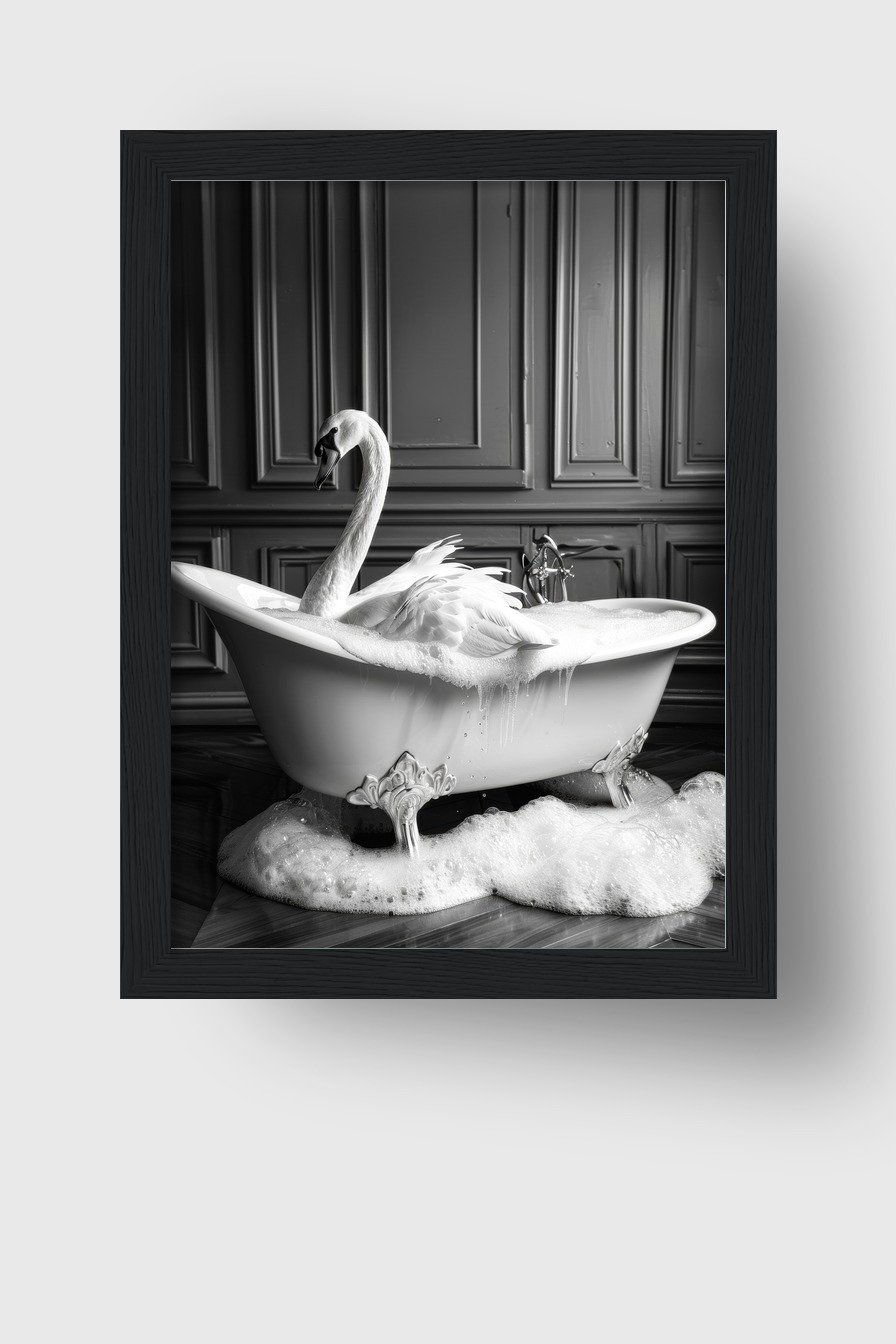 Fotografie Poster Schwan Badewanne schwarz-weiß elegant