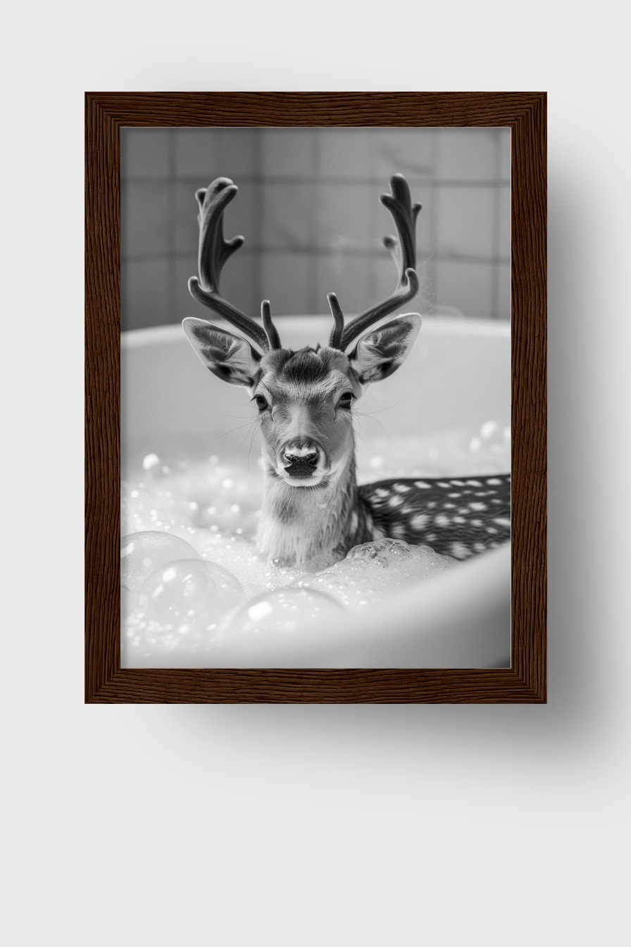 Fotografie Poster Reh Badewanne schwarz-weiß Nahaufnahme