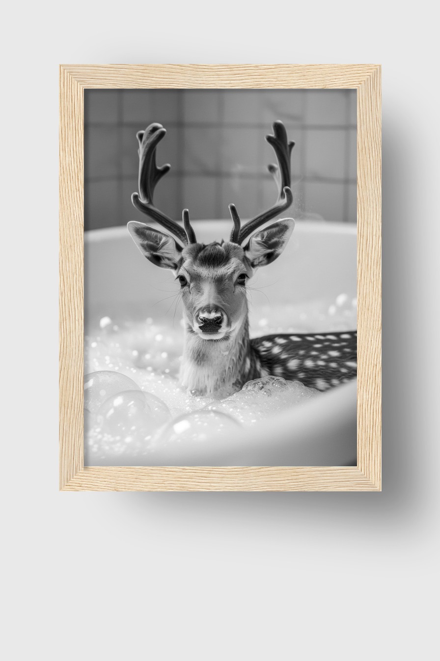 Fotografie Poster Reh Badewanne schwarz-weiß Nahaufnahme