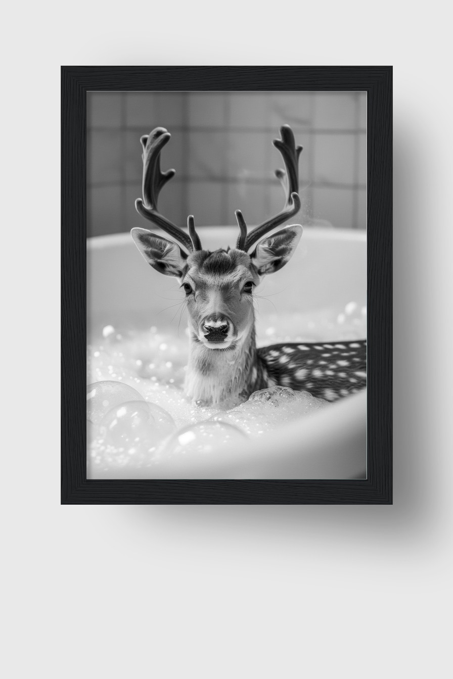 Fotografie Poster Reh Badewanne schwarz-weiß Nahaufnahme