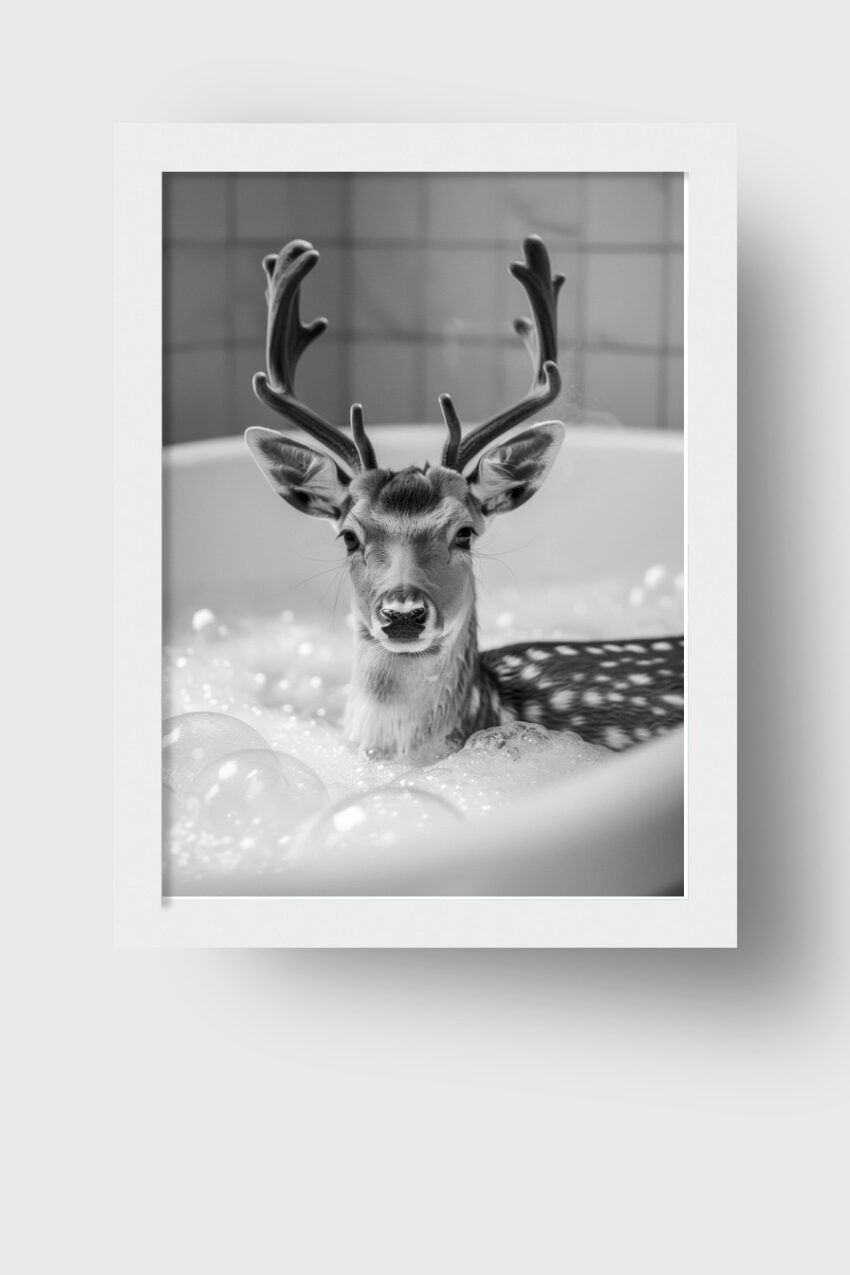 Fotografie Poster Reh Badewanne schwarz-weiß Nahaufnahme
