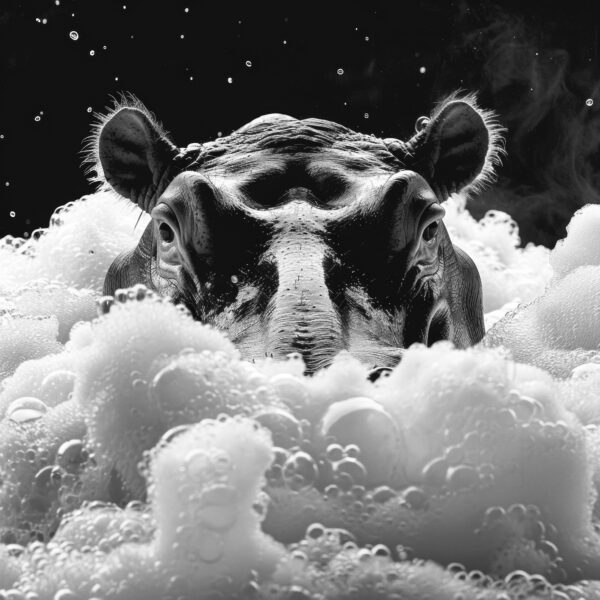 Nilpferd Schaumbad Gerahmt