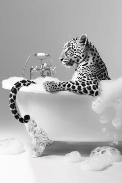 Leopard Badewanne Gerahmt