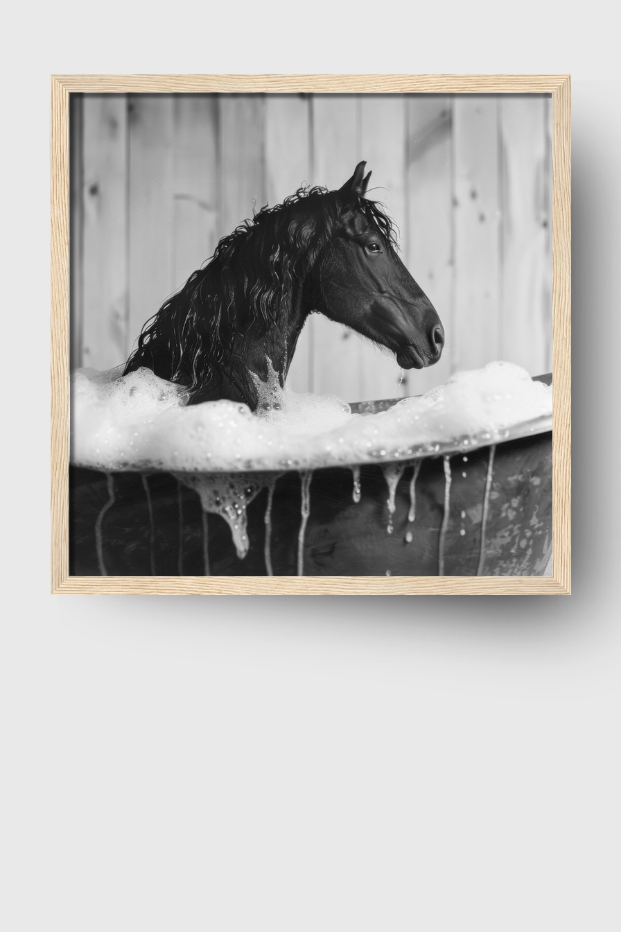 Fotografie Poster Pferd Bad Schwarzweiß