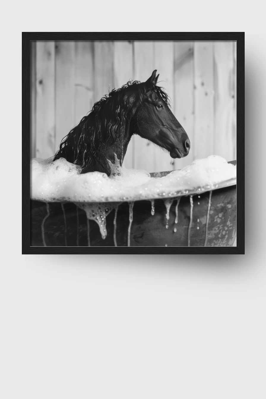 Fotografie Poster Pferd Bad Schwarzweiß